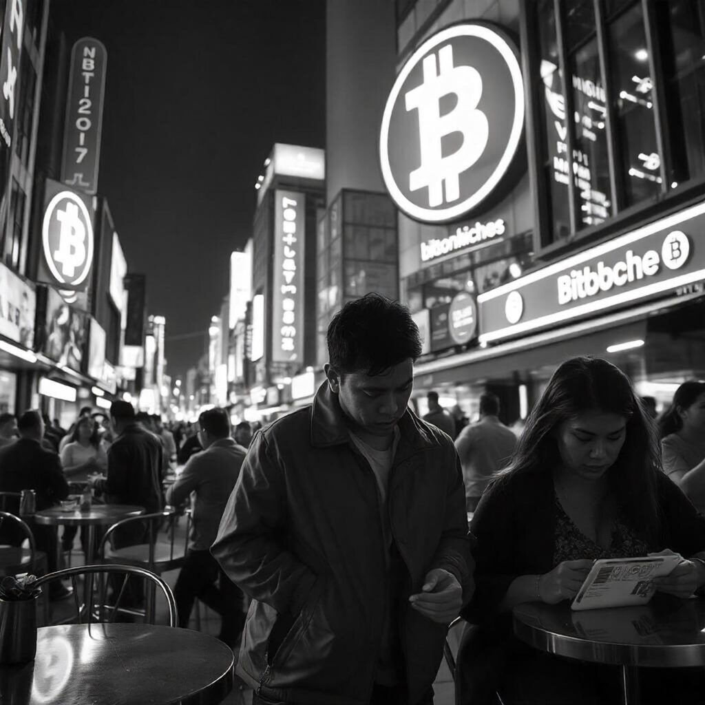 街中にあるビットコインの看板